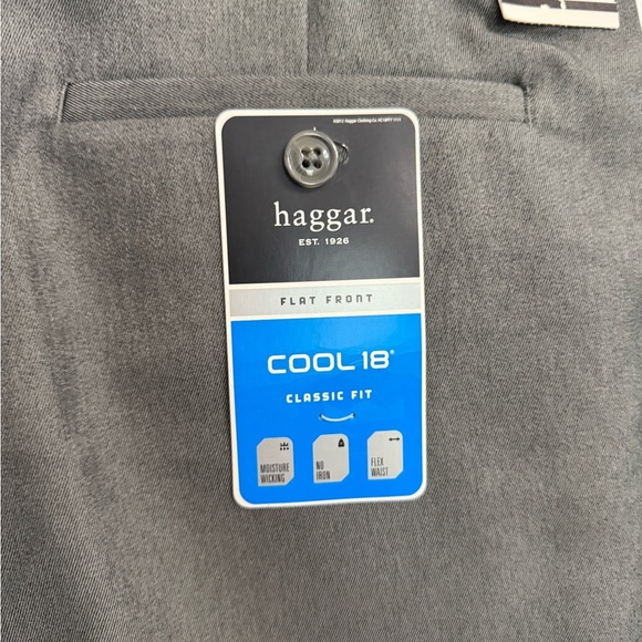 Haggar Cool 18 Pro Gabardine Straight Leg Dress Pants Men 34x29 Grey Gray NWT - Picture 3 of 6